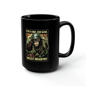 Stay A LRRP Stay Alive Infantry Apes 15oz Black Mug Mug Printify 15oz 
