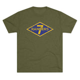 7th Ranger Training Battalion Distressed Diamond Triblend Athletic Shirt T-Shirt Printify Tri-Blend Military Green S 