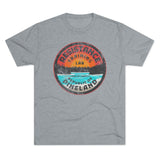 Resistance Training Lab Distressed Camping Badge Triblend Shirt T-Shirt Printify Tri-Blend Premium Heather S 