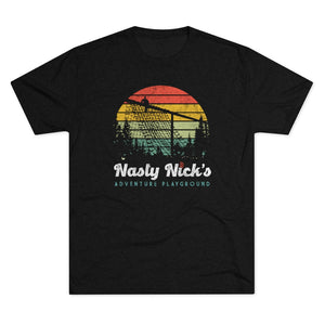 Retro Nasty Nick's Adventure Playground Triblend Athletic Shirt T-Shirt Printify Tri-Blend Vintage Black M 