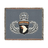 101st Airborne Division Master Jump Wings Woven Blanket Home Decor Printify Artwork 60" × 50" 