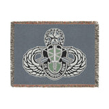 10th Special Forces Group and Master Jump Wings Woven Blanket Home Decor Printify Artwork 80" × 60" 
