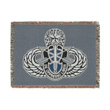 19th Special Forces Group and Master Jump Wings Woven Blanket Home Decor Printify Artwork 80" × 60" 