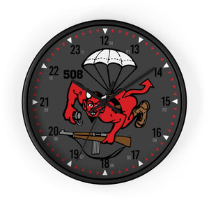 508th Devils Airborne Wall Clock Home Decor Printify Black Black 10"