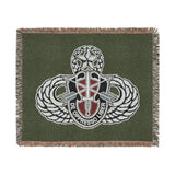 7th Special Forces Group and Master Jump Wings Woven Blanket Home Decor Printify Artwork 60" × 50" 