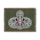 7th Special Forces Group and Master Jump Wings Woven Blanket Home Decor Printify Artwork 80" × 60" 