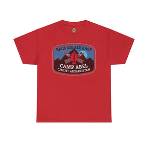 Camp Abel Afghanistan Distressed Camping Badge - Standard Fit Shirt T-Shirt Printify S Red 