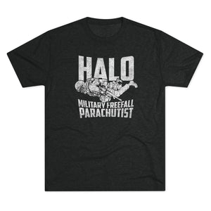 HALO Military Freefall Triblend Athletic Shirt T-Shirt Printify Tri-Blend Vintage Black M 