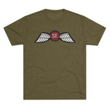Jedburgh (OSS) Distressed Wings Insignia Triblend Shirt T-Shirt Printify Tri-Blend Military Green S 
