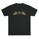 Jedburgh (OSS)Distressed Wings OD EDITION Triblend Shirt T-Shirt Printify Tri-Blend Vintage Black S 