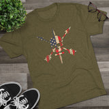 Nous Defions American Flag Triblend Athletic Shirt T-Shirt Printify 
