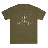 Nous Defions American Flag Triblend Athletic Shirt T-Shirt Printify Tri-Blend Military Green M 