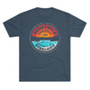 Resistance Training Lab Distressed Camping Badge Triblend Shirt T-Shirt Printify Tri-Blend Indigo M 