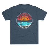 Resistance Training Lab Distressed Camping Badge Triblend Shirt T-Shirt Printify Tri-Blend Indigo M 