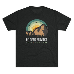 Retro Helmand Province Ruck & Run Club Triblend Athletic Shirt T-Shirt Printify Tri-Blend Vintage Black M 