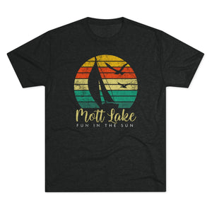Retro Mott Lake Fun in the Sun Triblend Athletic Shirt T-Shirt Printify Tri-Blend Vintage Black M 