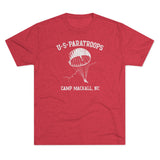 Retro US Paratroops Camp Mackall Triblend Athletic Shirt T-Shirt Printify M Tri-Blend Vintage Red 