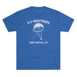 Retro US Paratroops Camp Mackall Triblend Athletic Shirt T-Shirt Printify M Tri-Blend Vintage Royal 