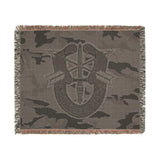 Special Forces De Oppresso Liber Insignia Woodland Camo Woven Blanket Home Decor Printify 