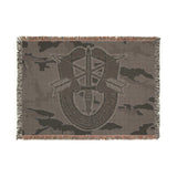 Special Forces De Oppresso Liber Insignia Woodland Camo Woven Blanket Home Decor Printify 