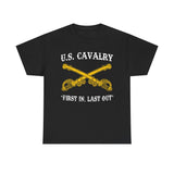US Cavalry - First In Last Out - Unisex Heavy Cotton Tee T-Shirt Printify Black S 