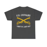US Cavalry - First In Last Out - Unisex Heavy Cotton Tee T-Shirt Printify Dark Heather S 