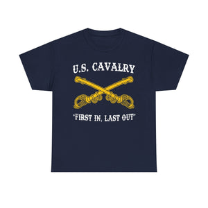 US Cavalry - First In Last Out - Unisex Heavy Cotton Tee T-Shirt Printify Navy S 