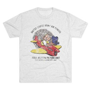USAAF First Motion Picture Unit Triblend Athletic Shirt T-Shirt Printify Tri-Blend Heather White S 