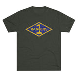 1st Ranger Battalion Distressed Diamond Triblend Athletic Shirt T-Shirt Printify Tri-Blend Macchiato M 