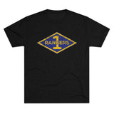 1st Ranger Battalion Distressed Diamond Triblend Athletic Shirt T-Shirt Printify Tri-Blend Vintage Black M 