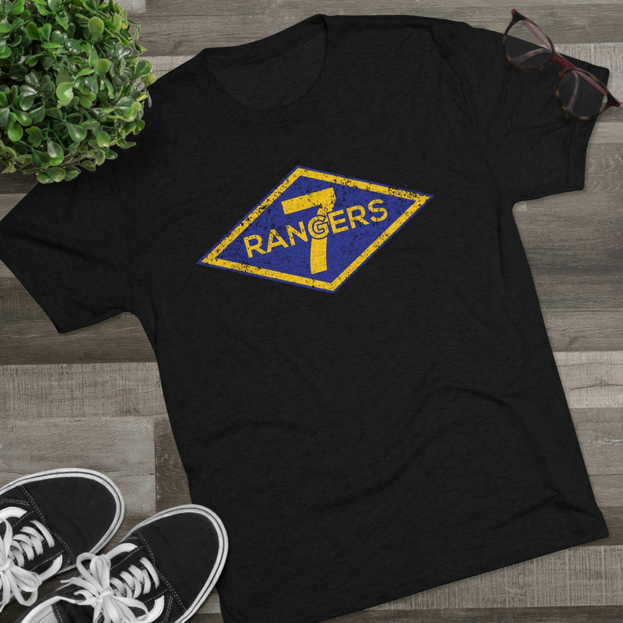 7th Ranger Training Battalion Distressed Diamond Triblend Athletic Shi ...