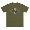 7th Ranger Training Battalion Distressed Diamond Triblend Athletic Shirt T-Shirt Printify Tri-Blend Military Green S 