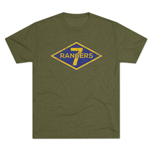 7th Ranger Training Battalion Distressed Diamond Triblend Athletic Shirt T-Shirt Printify Tri-Blend Military Green S 