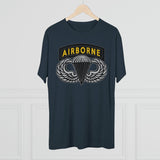 Airborne Tab and Jump Wings Black Gold Triblend Athletic Shirt T-Shirt Printify 