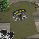 Airborne Tab and Jump Wings Black Gold Triblend Athletic Shirt T-Shirt Printify 