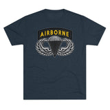 Airborne Tab and Jump Wings Black Gold Triblend Athletic Shirt T-Shirt Printify Tri-Blend Vintage Navy S 