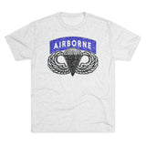 Airborne Tab and Jump Wings Triblend Athletic Shirt T-Shirt Printify Tri-Blend Heather White S 