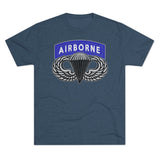 Airborne Tab and Jump Wings Triblend Athletic Shirt T-Shirt Printify Tri-Blend Indigo S 