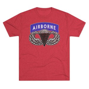 Airborne Tab and Jump Wings Triblend Athletic Shirt T-Shirt Printify Tri-Blend Vintage Red S 