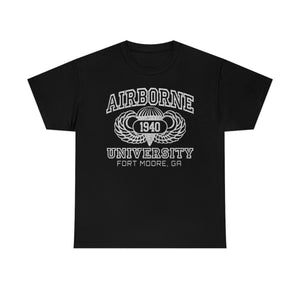 Airborne University Fort Moore Georgia - Unisex Heavy Cotton Tee T-Shirt Printify Black S 