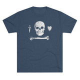 American Marauder Stede Bonnet Pirate Flag Triblend Athletic Shirt T-Shirt Printify Tri-Blend Indigo M 