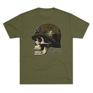 American Marauder WWII Helmet - Triblend Athletic Shirt T-Shirt Printify S Tri-Blend Military Green 