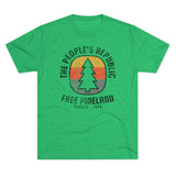 Free Pineland Camping Badge Triblend Athletic Shirt T-Shirt Printify Tri-Blend Envy S 
