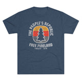 Free Pineland Camping Badge Triblend Athletic Shirt T-Shirt Printify Tri-Blend Indigo S 