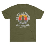 Free Pineland Camping Badge Triblend Athletic Shirt T-Shirt Printify Tri-Blend Military Green S 