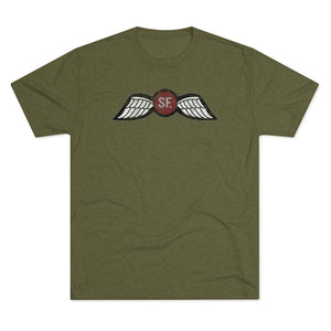 Jedburgh Distressed Wings Triblend Shirt T-Shirt Printify Tri-Blend Military Green L 