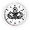 Jumpmaster Wings Wall clock Home Decor Printify White Black 10"