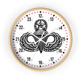 Jumpmaster Wings Wall clock Home Decor Printify Wooden White 10"