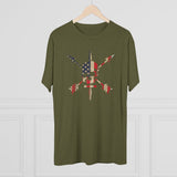 Nous Defions American Flag Triblend Athletic Shirt T-Shirt Printify 