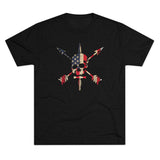 Nous Defions American Flag Triblend Athletic Shirt T-Shirt Printify Tri-Blend Vintage Black M 